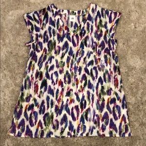 CAbi Colorful Feather Pattern Blouse